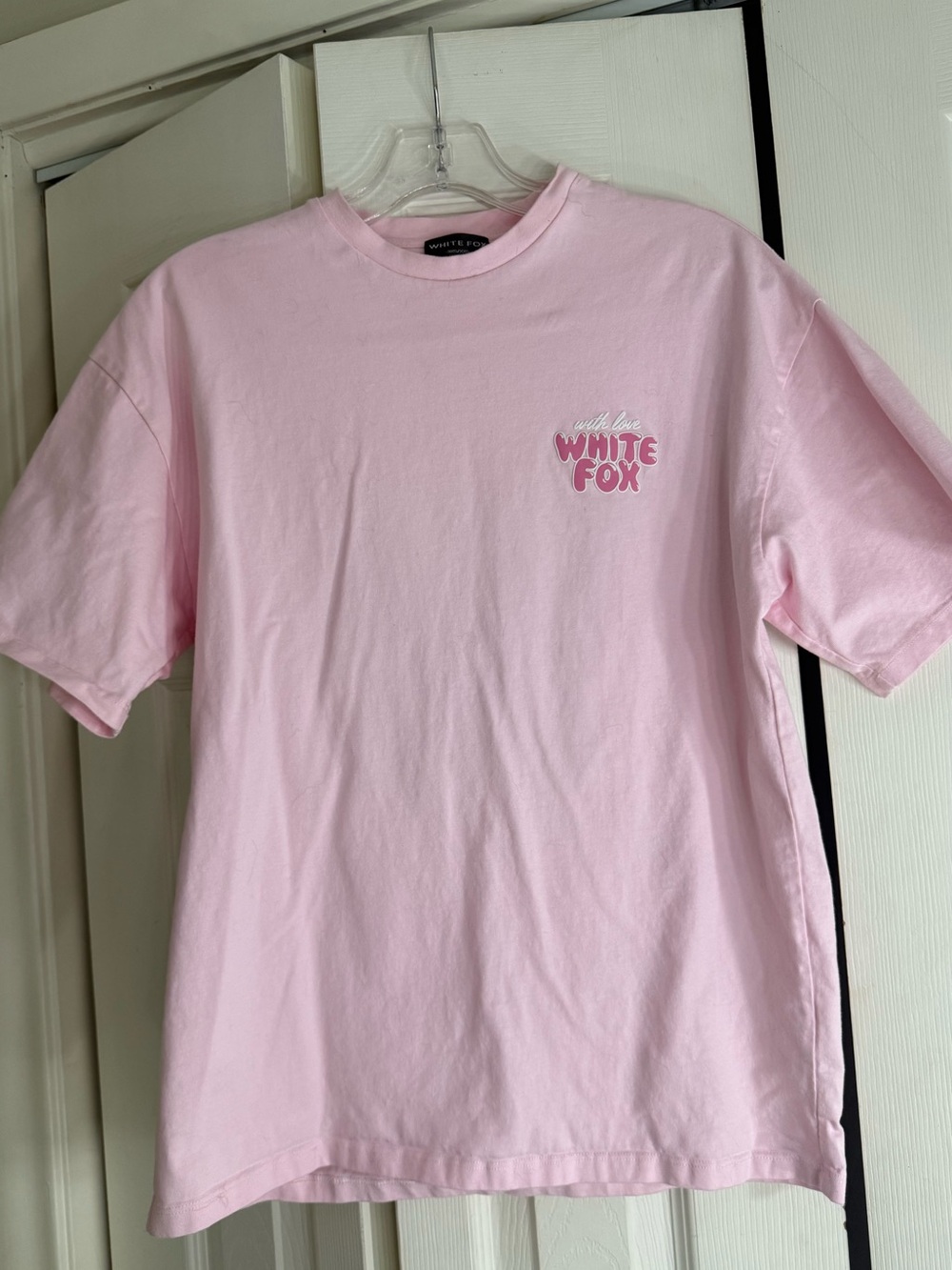White Fox With Love Light Pink Tee Size 3XS